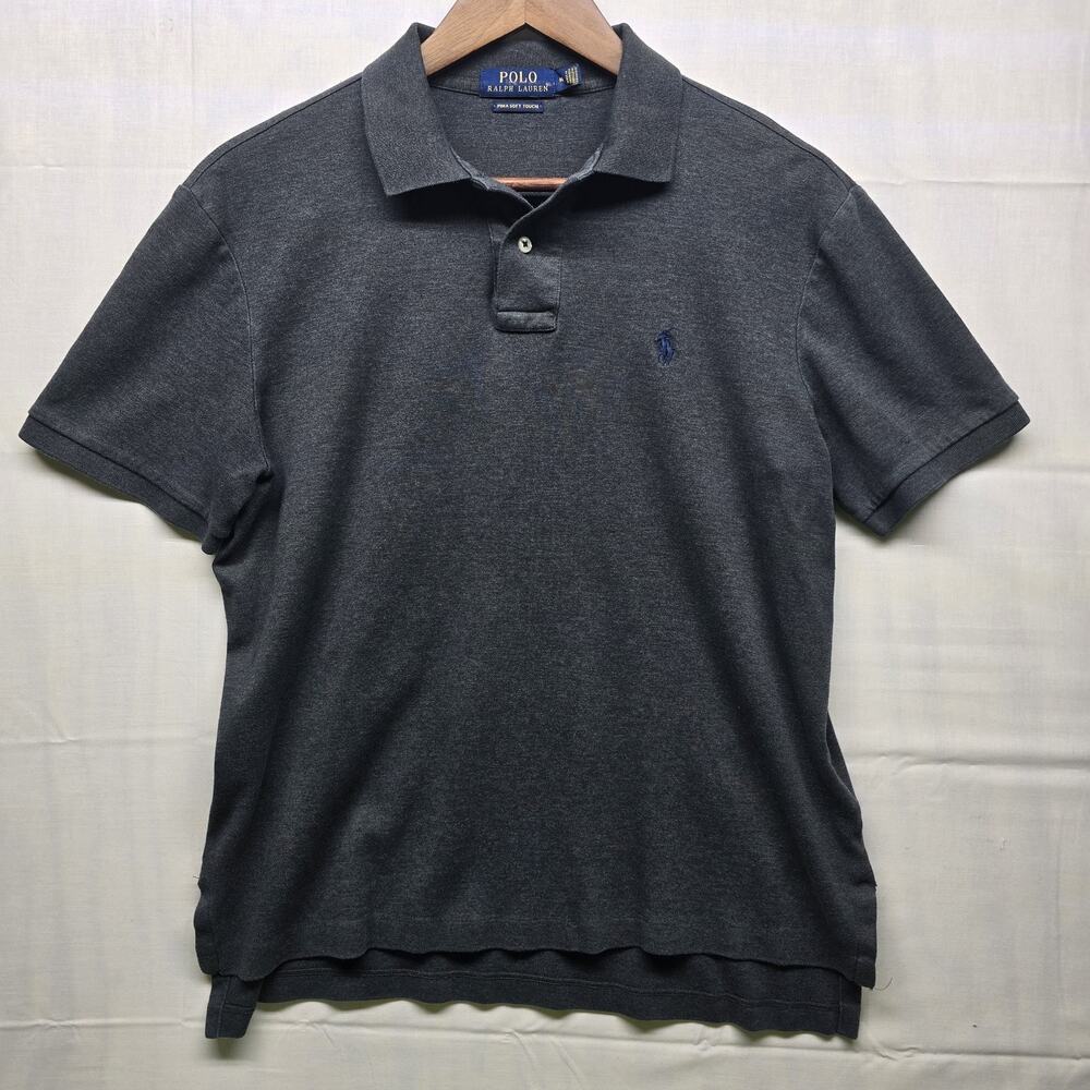 Polo Ralph Lauren Polo Shirt Medium Charcoal Heather Pima Soft Touch Casual Mens
